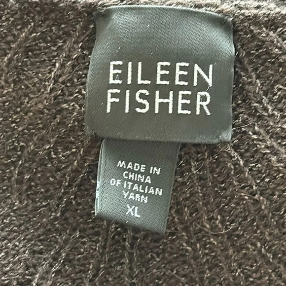 Eileen Fisher XL brown knit cardigan open front beautiful weave great condition - Picture 6 of 8